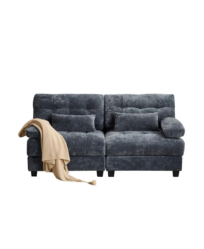 Streamdale Furniture 67" Loveseat with Adjustable Backrest, Chenille Fabric & 2 Pillows