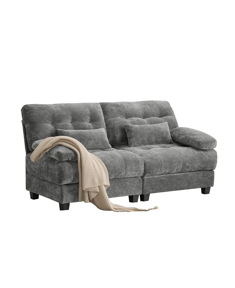 Streamdale Furniture 67" Loveseat with Adjustable Backrest, Chenille Fabric & 2 Pillows