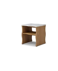 Streamdale Furniture Streamdale Whisper of Waves Modern End Table w/ Storage Shelf - Natural Wood