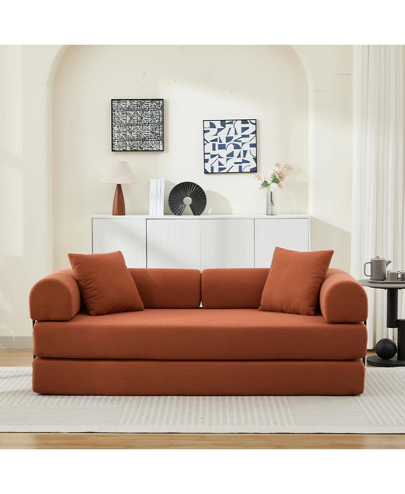 Streamdale Folding Sofa Bed, 78.5" Convertible Couch with 2 Pillows, Fold Out Mattress