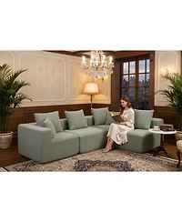 Streamdale Modular Sectional Sofa, Light Green Upholstery, 111"x74"x24