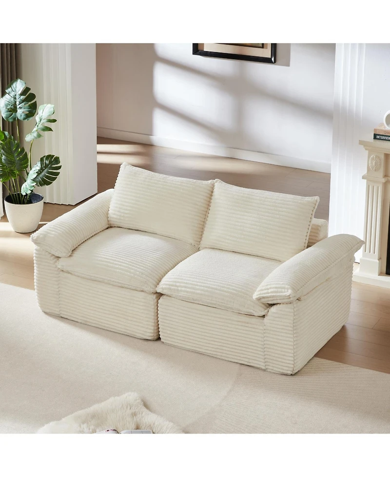 Streamdale Furniture Modern corduroy cloud sofa, comfortable & combinable for living rooms.
