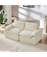 Streamdale Furniture Modern corduroy cloud sofa, comfortable & combinable for living rooms.
