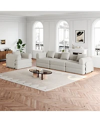 Streamdale 4-seater chenille convertible sofa bed with side storage, folding.