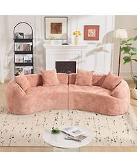 Streamdale Furniture Pink Curved Compressed Sofa, Nordic-style Design for Living Room