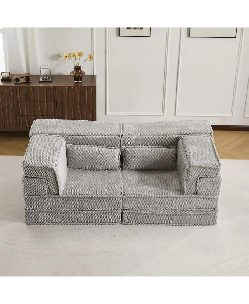 Streamdale Furniture Streamdale Compression Sofa, Convertible Floor Sofa Bed, Modular Sectional Sofa, Light Grey