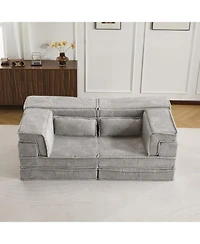 Streamdale Furniture Streamdale Compression Sofa, Convertible Floor Sofa Bed, Modular Sectional Sofa, Light Grey