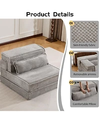 Streamdale Furniture Streamdale Compression Sofa, Convertible Floor Sofa Bed, Modular Sectional Sofa, Grey