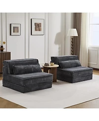 Streamdale Furniture Compression Sofa, Convertible Floor Sofa Bed, Modular Sectional Sofa, Dark Grey