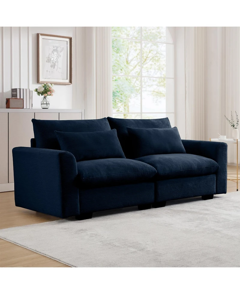 Streamdale Modern 2 Seater Corduroy Sofa with Armrests for Living Room, Blue