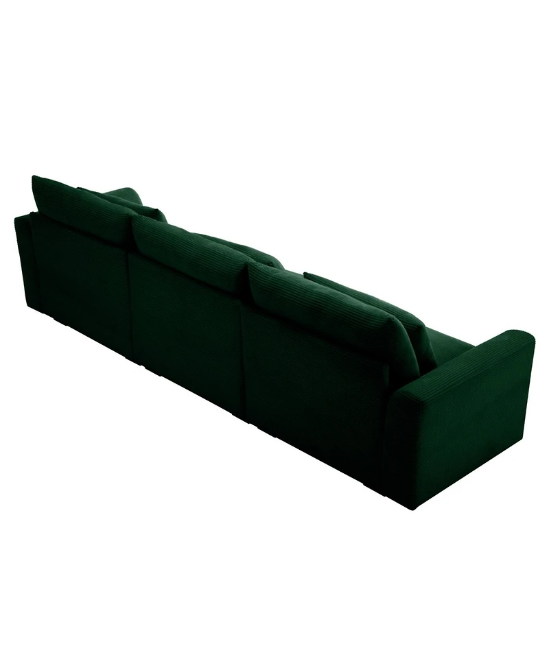 Streamdale Furniture 3 Seater Deep Seat Couch for Living Room, Green Corduroy