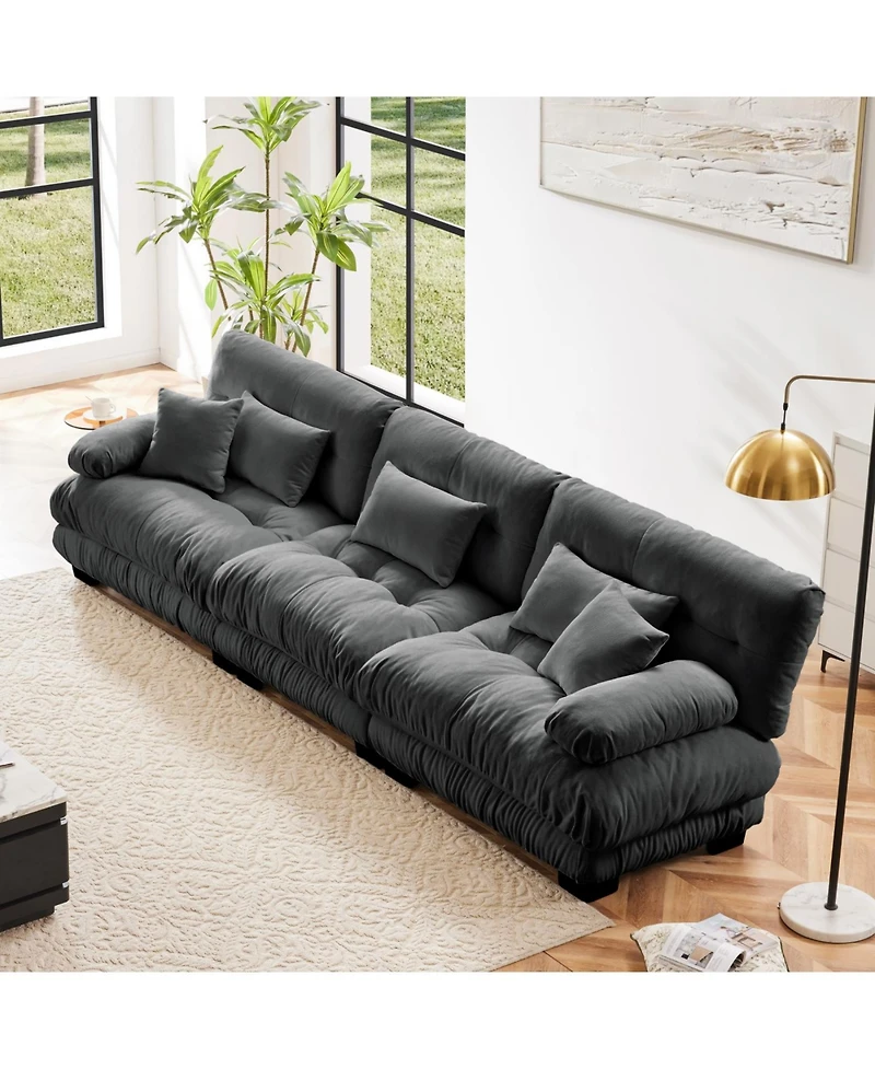 Streamdale 3-Seater Chenille Sectional Sofa - Soft & Comfy Upholstered Furniture, Gray