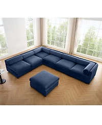 Streamdale Furniture Modern 6-Piece Modular Sectional Sofa with Storage - Soft Blue Chenille