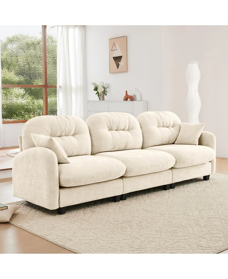Streamdale Furniture Three-Seater Modular Chenille Sectional Couch with Tufted Cushions - Beige