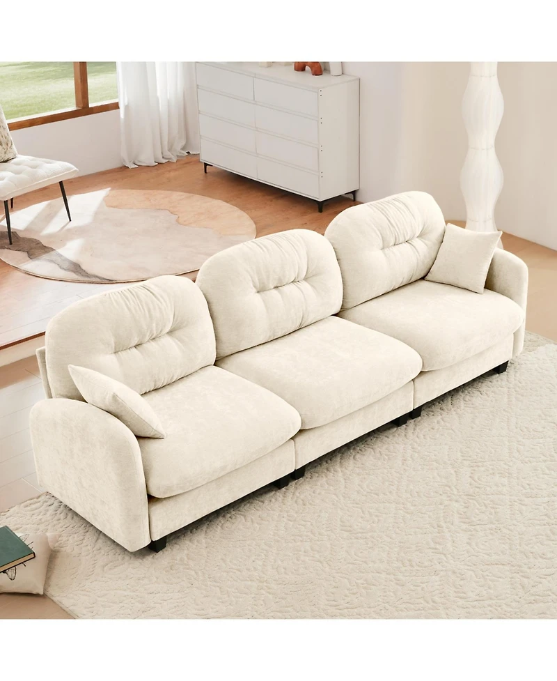 Streamdale Furniture Three-Seater Modular Chenille Sectional Couch with Tufted Cushions - Beige