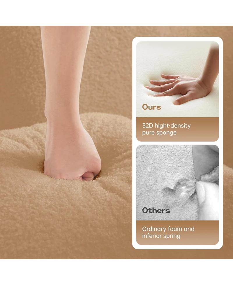 Streamdale Furniture Streamdale Camel Teddy Fabric L-Shaped Chaise Sofa with High Density Sponge