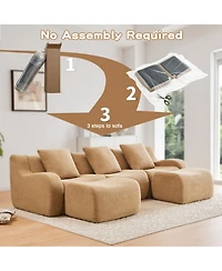 Streamdale Furniture U-shaped Soft Teddy Fabric Boneless Sofa, Camel