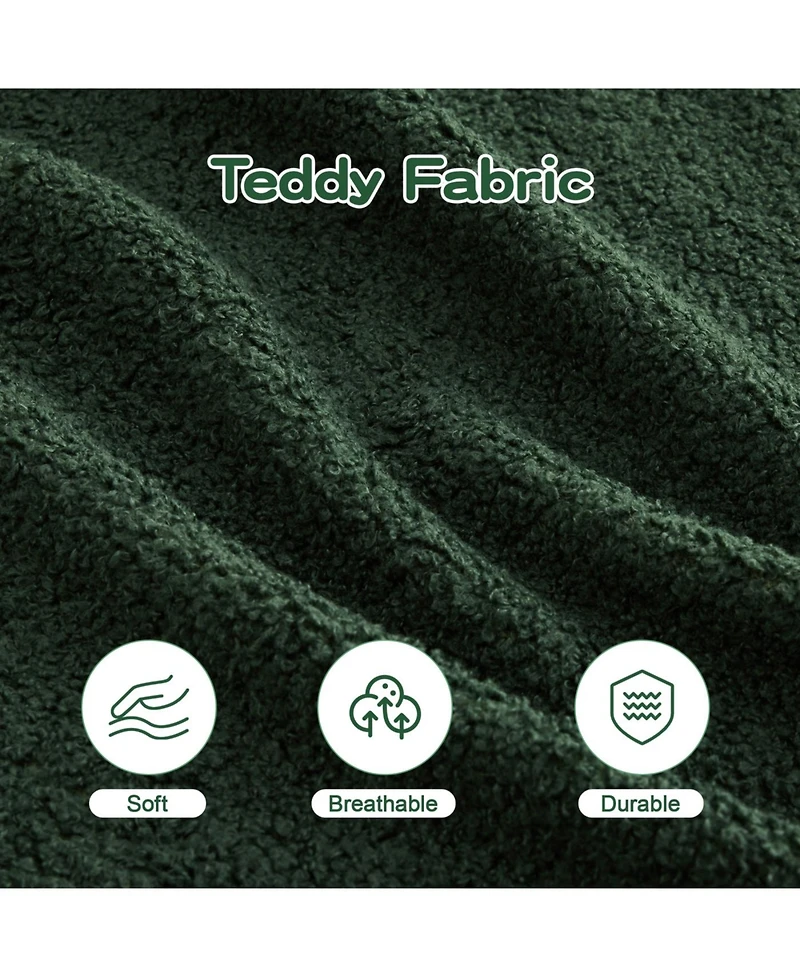 Streamdale Furniture L-Shaped 4-Seat Boneless Sofa, Teddy Fabric, No Assembly, Curved Armrest, Green