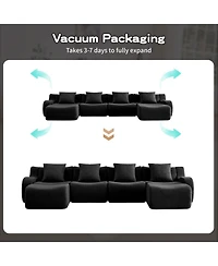 Streamdale Furniture Streamdale U-Shaped Boneless Sofa, Teddy Fabric, No Assembly, Black