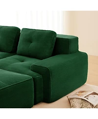 Streamdale Modern Modular Sectional Sofa, Corduroy Fabric, 4-Seater Couch, Green