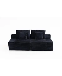 Streamdale Furniture Double Lounge Chaise Cloud Plush Sofa Bed, Upholstered No Assembly Required Black