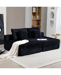 Streamdale Furniture Double Lounge Chaise Cloud Plush Sofa Bed, Upholstered No Assembly Required Black