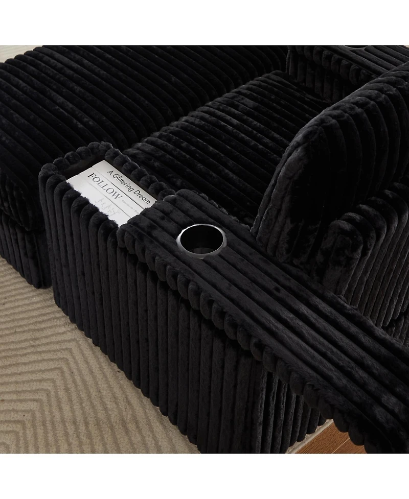 Streamdale Furniture 42.5" Corduroy Single Recliner with Pillow, Cup Holder, Storage Footrest