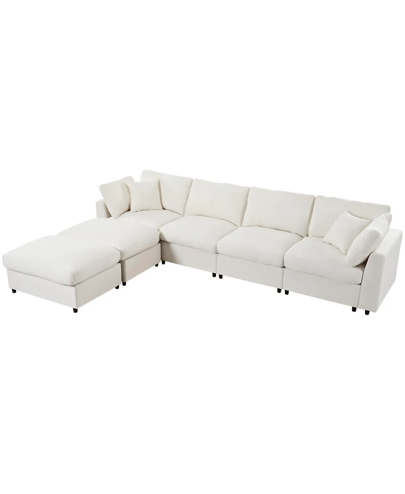Streamdale Furniture Large U-Shaped Sectional Sofa with 2 Ottomans, Chenille Fabric, Modular Design