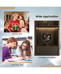 Hongge 9-Inch Metallic Black and Gold World Globe with Sturdy Metal Base