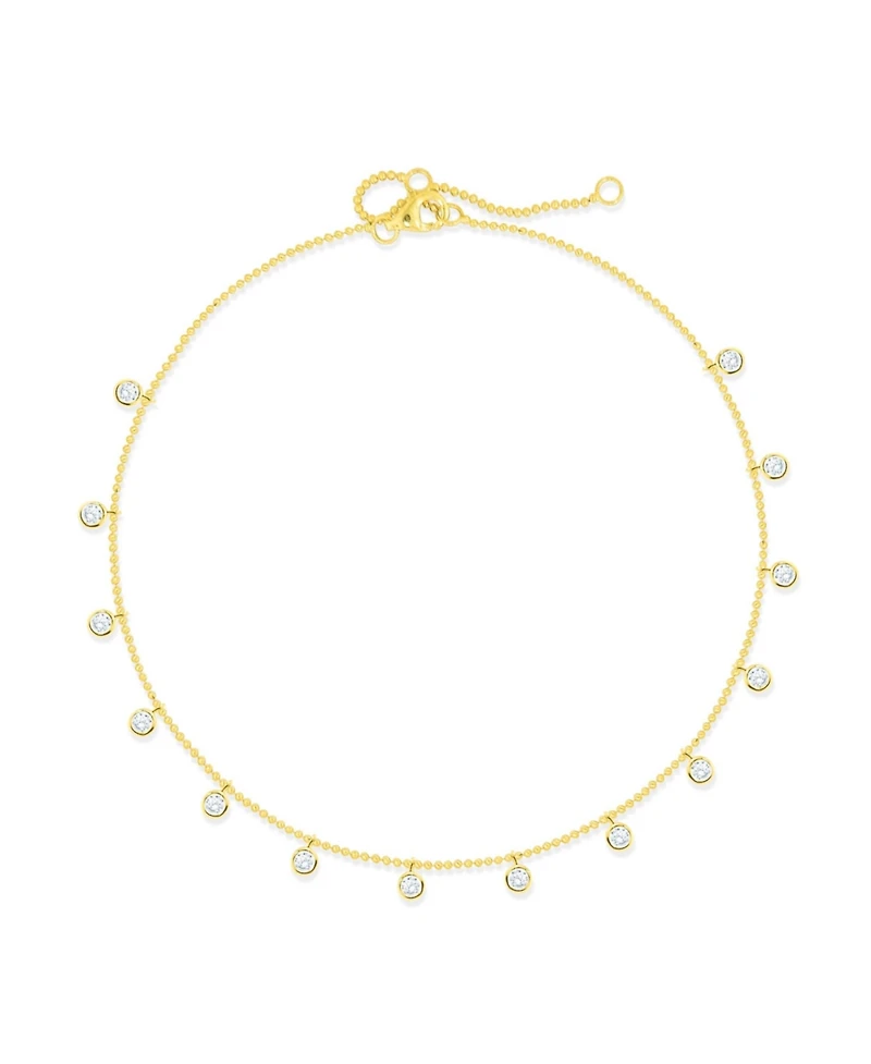 etoielle Bezel Set Layering with Silver Gold Plated and Cubic Zirconia Ball Chain