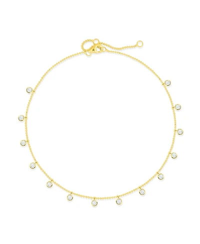 etoielle Bezel Set Layering with Silver Gold Plated and Cubic Zirconia Ball Chain