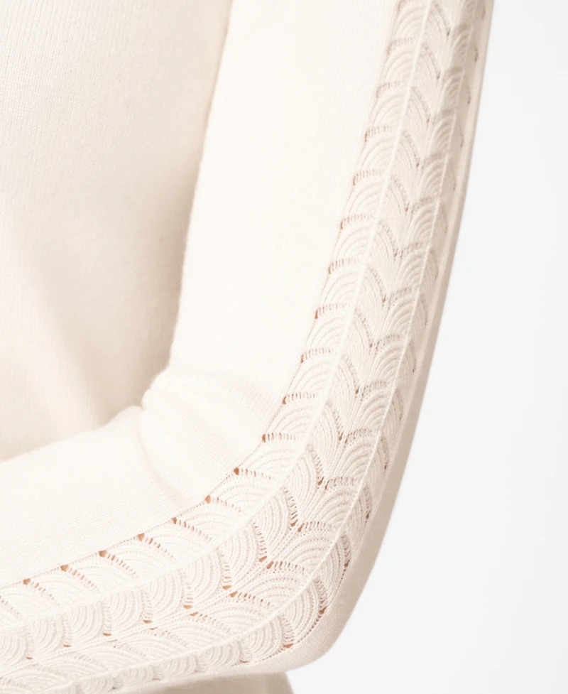 Melissa Paige Petite Pointelle-Sleeve Crewneck Sweater