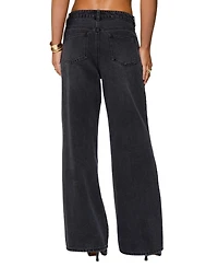 Edikted Womens Ery Wide Leg Mid Rise Jeans