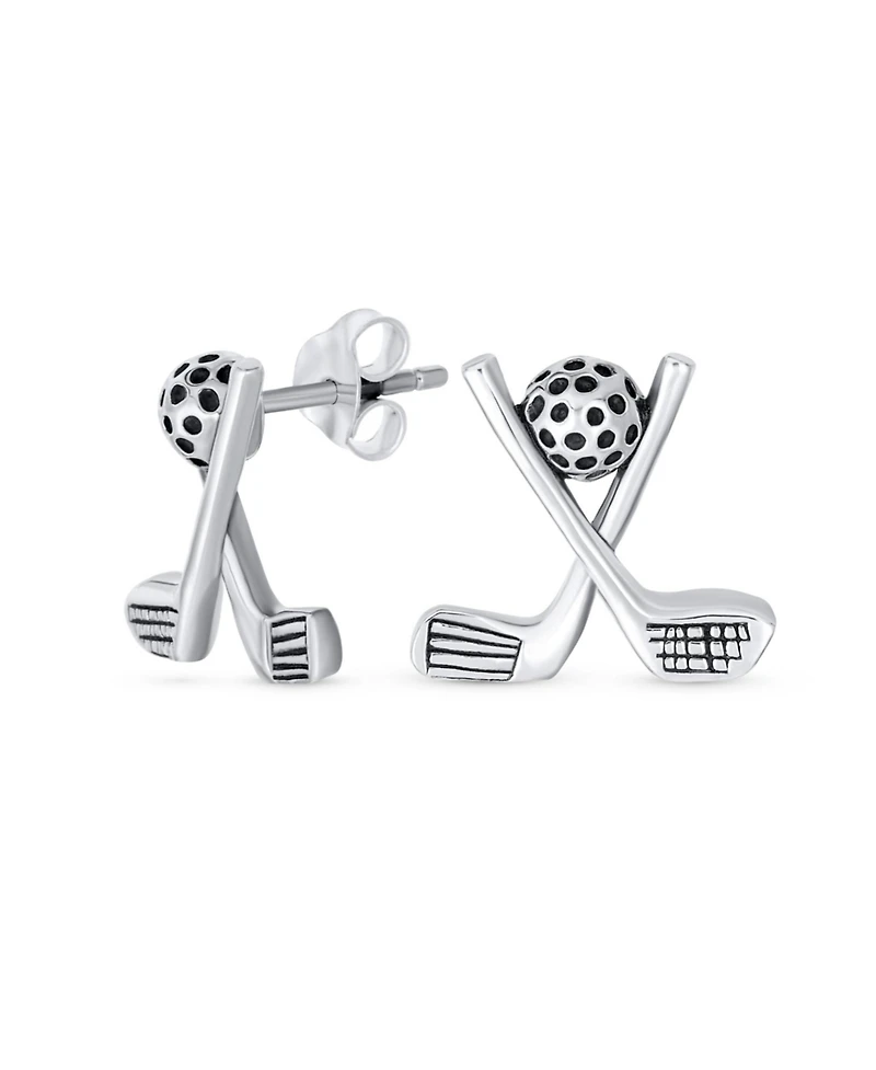 Bling Jewelry Golf Balls Clubs Dangle Earrings Lever back Oxidized Sterling Silver Golf Jewelry Golf Player Gifts Female Golfers