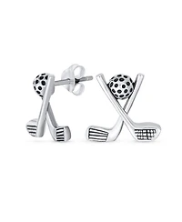 Bling Jewelry Golf Balls Clubs Dangle Earrings Lever back Oxidized Sterling Silver Golf Jewelry Golf Player Gifts Female Golfers