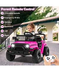 Hongge 12V Battery-Powered Kids Ride-On Truck with Music, Lights, and Remote - Pink