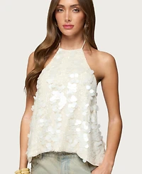 Edikted Women's Ellorie Backless Sequin Halter Top