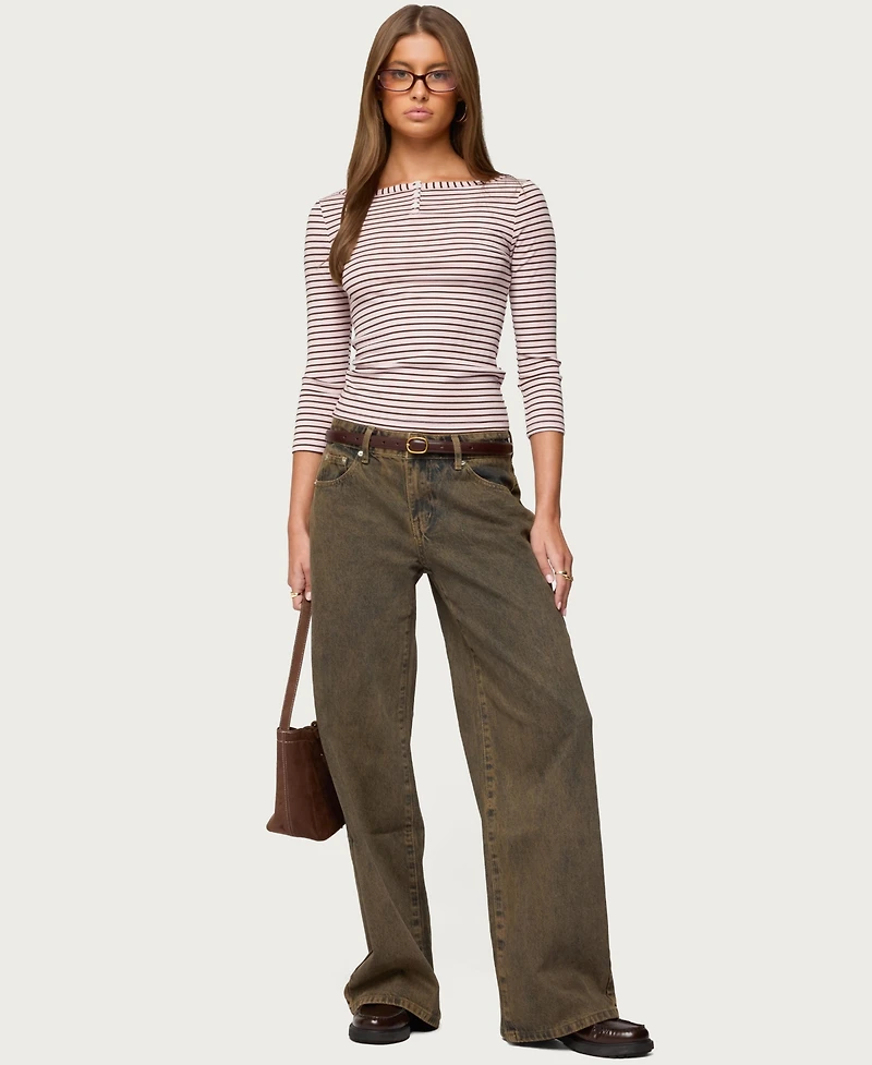 Edikted Women's Avigyle Striped Boat Neck Top