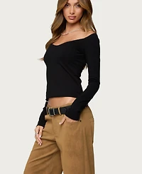 Edikted Women's Nattie Off Shoulder V Neck Top