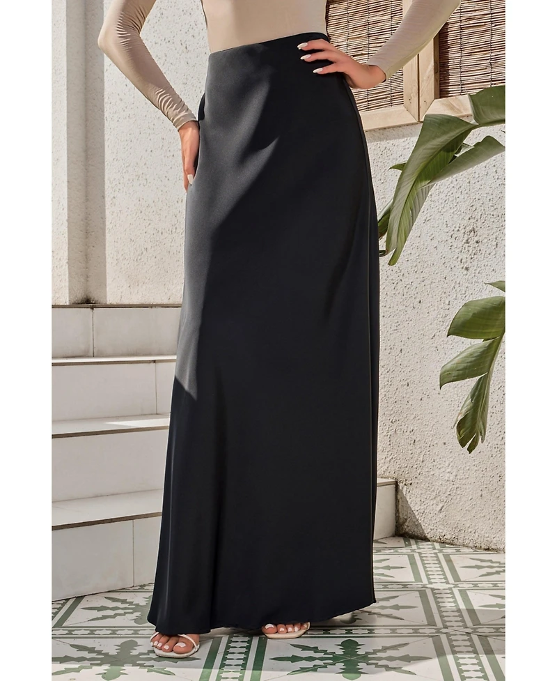 Urban Modesty Women's Brown Satin Skirt