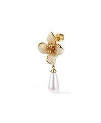 Retro Chic Iris Blossom Pearl Earrings