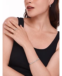 Devata Open Heart Bangle Bracelet in Rhodium Plated Sterling .