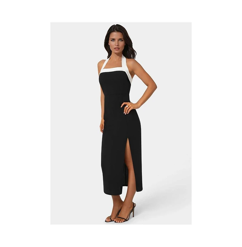 Bebe Women's ColorBlock Halter Neck Midi Dress