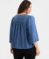 Style & Co Plus Printed 3/4-Sleeve Top