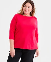 Style & Co Plus Pima Cotton 3/4-Sleeve Top