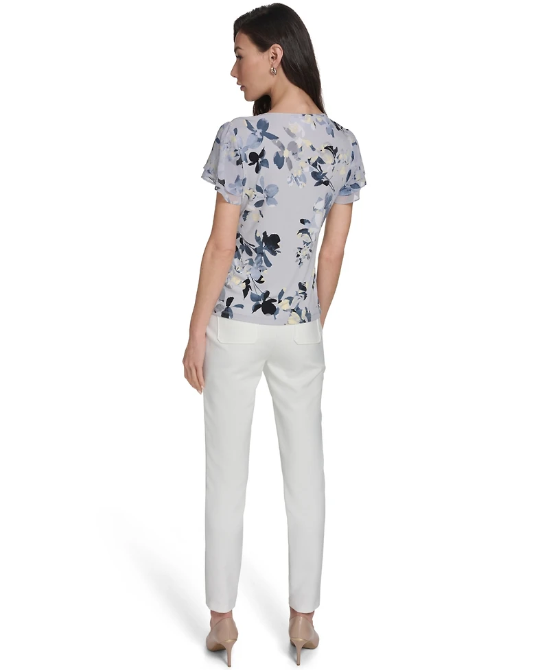 Calvin Klein Women's Printed V-Neck Top