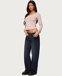 Edikted Women's Emmery Lacey Boat Neck Top