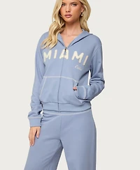 Edikted Women's Miami Babe Zip Up Hoodie