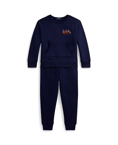 Polo Ralph Lauren Boys' Toddler 2T-4T Triple-Pony Fleece Sweatshirt and Pants, 2-Piece Set