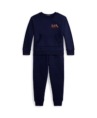 Polo Ralph Lauren Boys' Toddler 2T-4T Triple-Pony Fleece Sweatshirt and Pants, 2-Piece Set